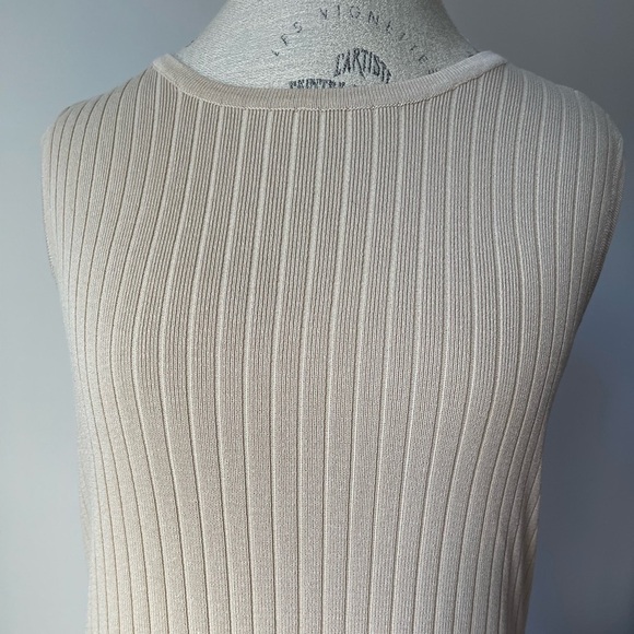 Cream knitted sleeveless midi dress - Picture 3 of 6